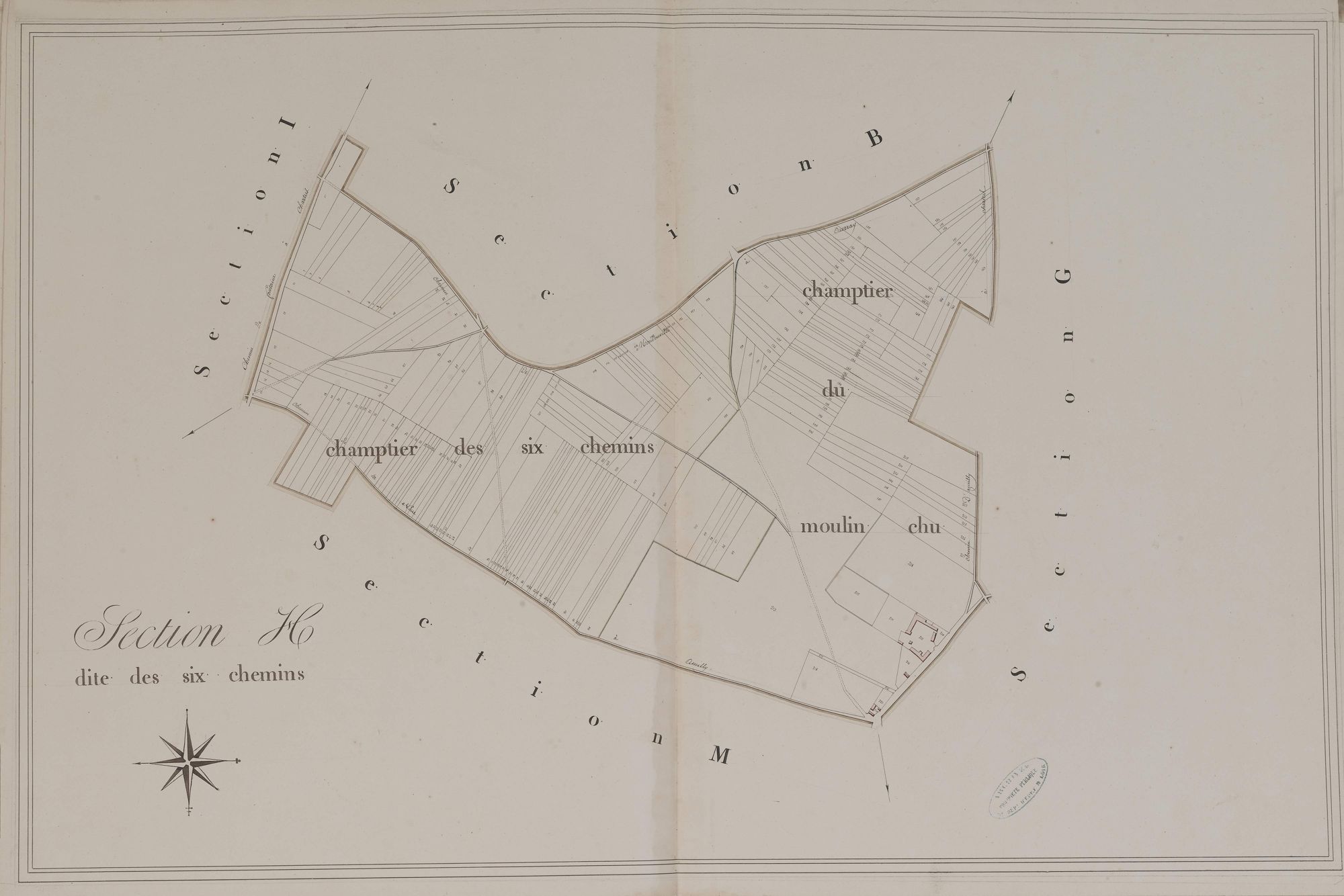 Section H, les Six Chemins, en une feuille.
