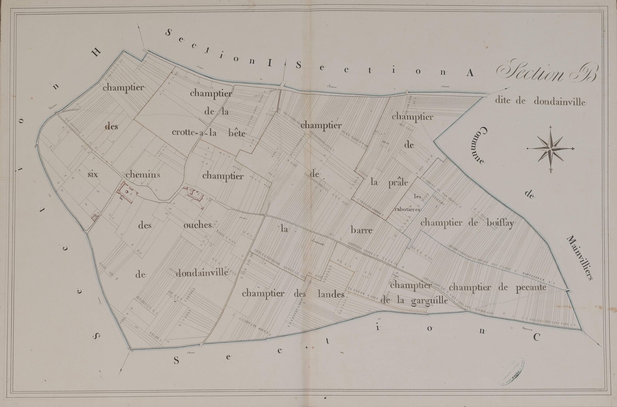 Section B, Dondainville, en une feuille.