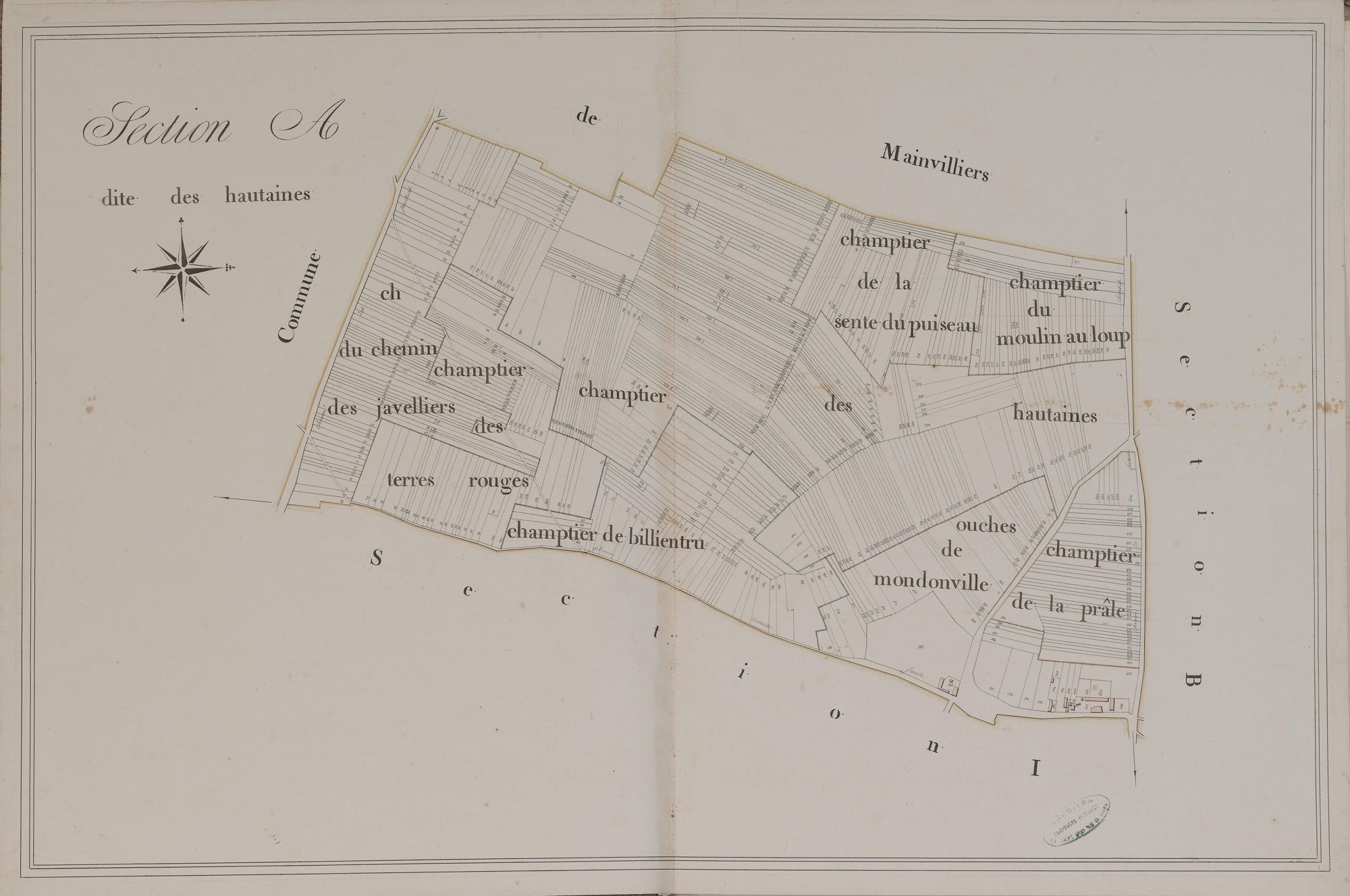 Section A, les Hautaines, en une feuille.