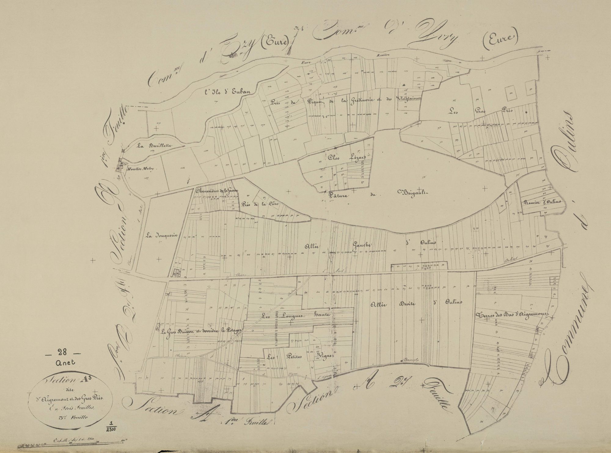 Section A, Aigremont et les Gros Prés, feuille 3.