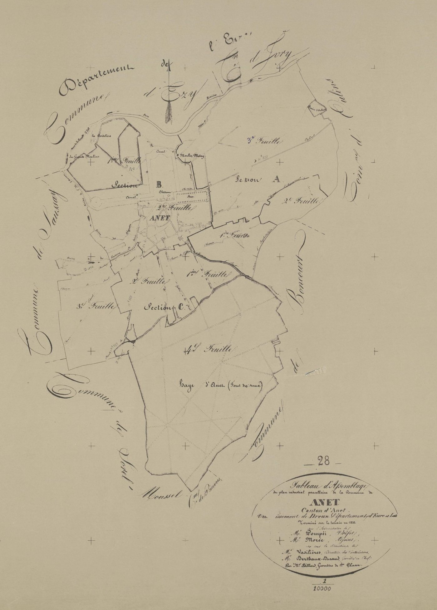 Tableau d'assemblage du plan parcellaire.