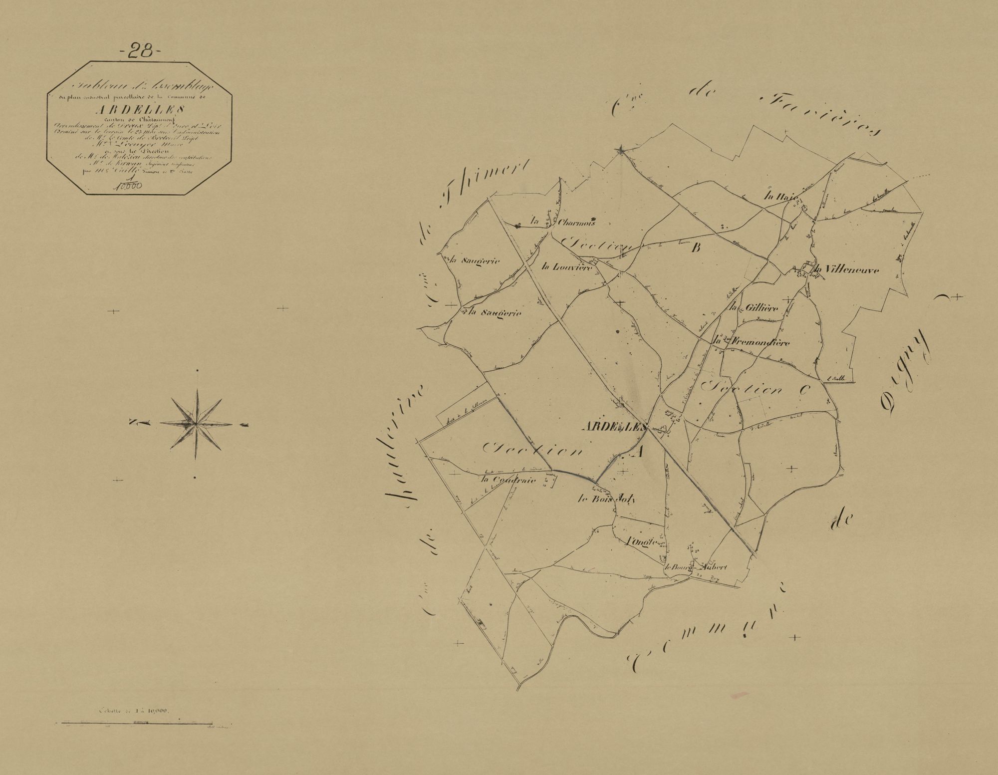 Tableau d'assemblage du plan parcellaire.