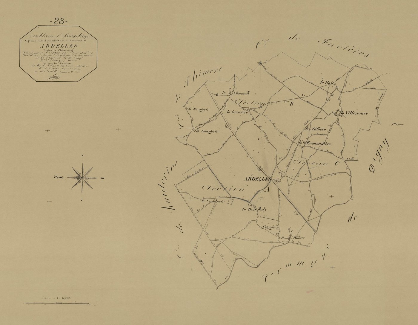 Tableau d'assemblage du plan parcellaire.