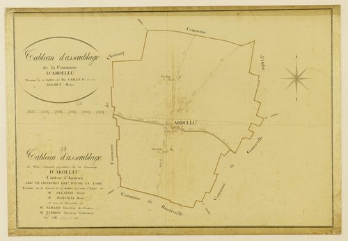 Tableau d'assemblage de la commune de Ardelu, Canton d'Auneau, Arrondissement de Chartres / Terminé sur le terrain le 20 juillet 1813 (...) par Monsieur Caillé, Géomètre de 1ère classe.