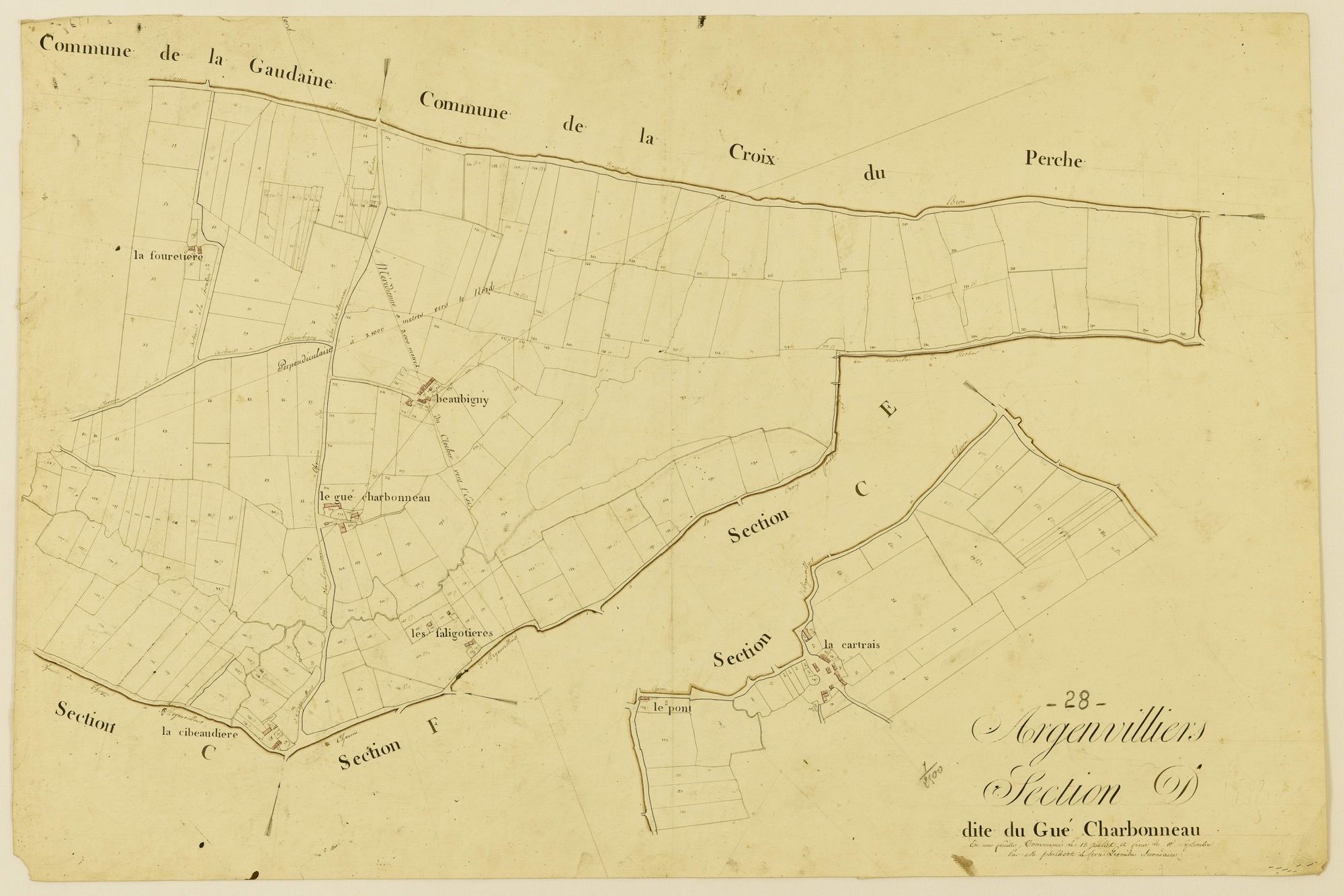 Section D, le Gué Charbonneau / Finie par Monsieur Lefèvre, Géomètre secondaire.