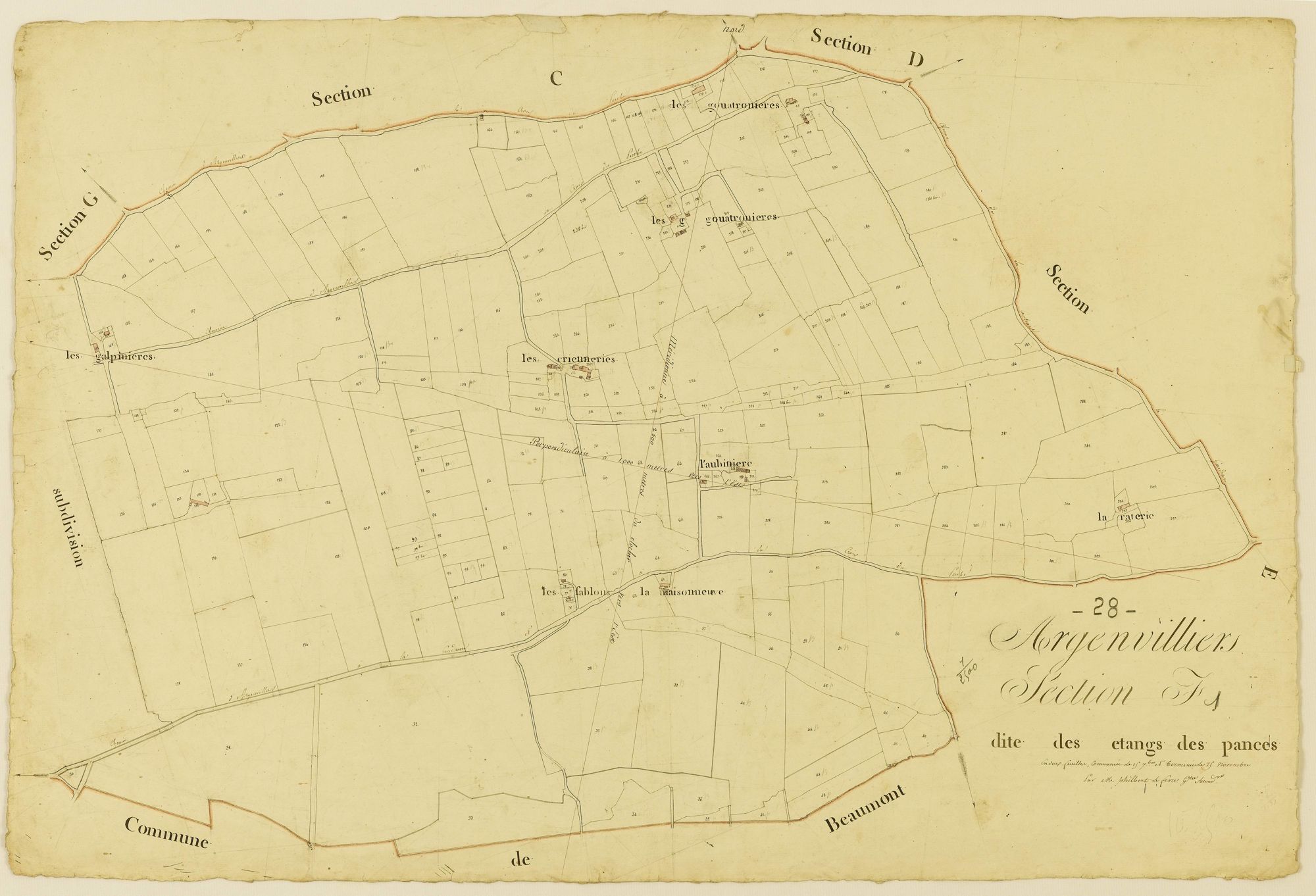 Section F, les Etangs des Pances, feuille 1 / (...) terminée par Monsieur Lefèvre, Géomètre secondaire.
