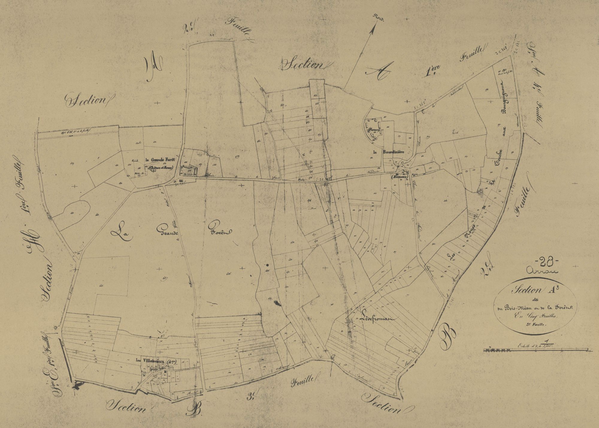 Section A, le Bois-Méan et la Forêt, feuille 3.