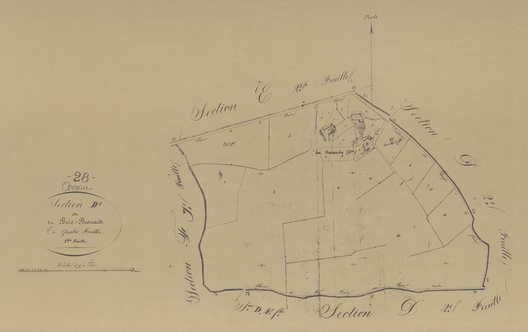 Section D, le Bois-Besnard, feuille 1.