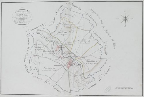Tableau d'assemblage du plan parcellaire de la commune d'Auneau, Canton de Chartres, Arrondissement de Chartres / Terminé sur le terrain le 15 décembre 1812 (...) par Monsieur Chabin, Géomètre vérificateur.