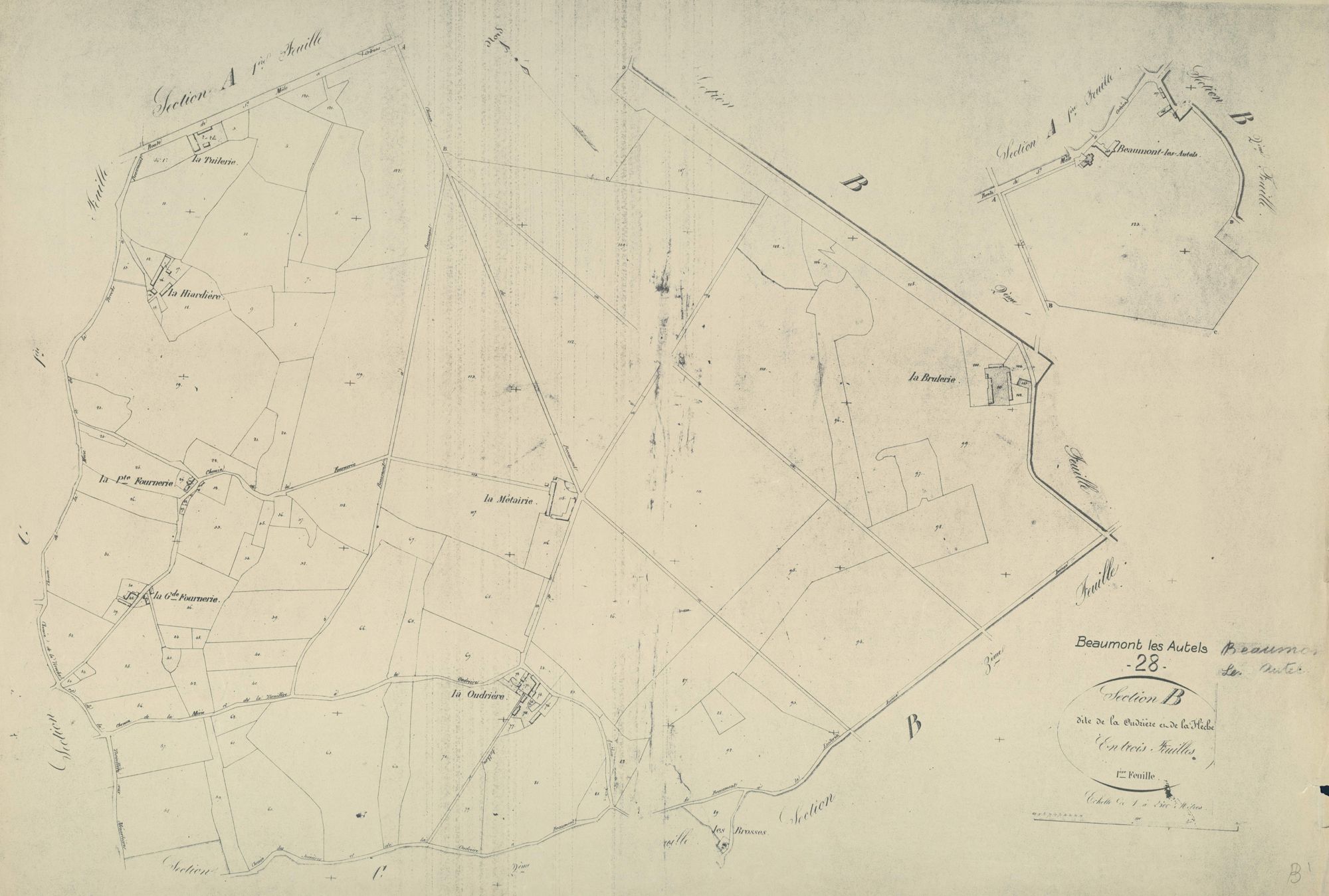 Section B, la Oudrière et la Flèche. feuille 1.