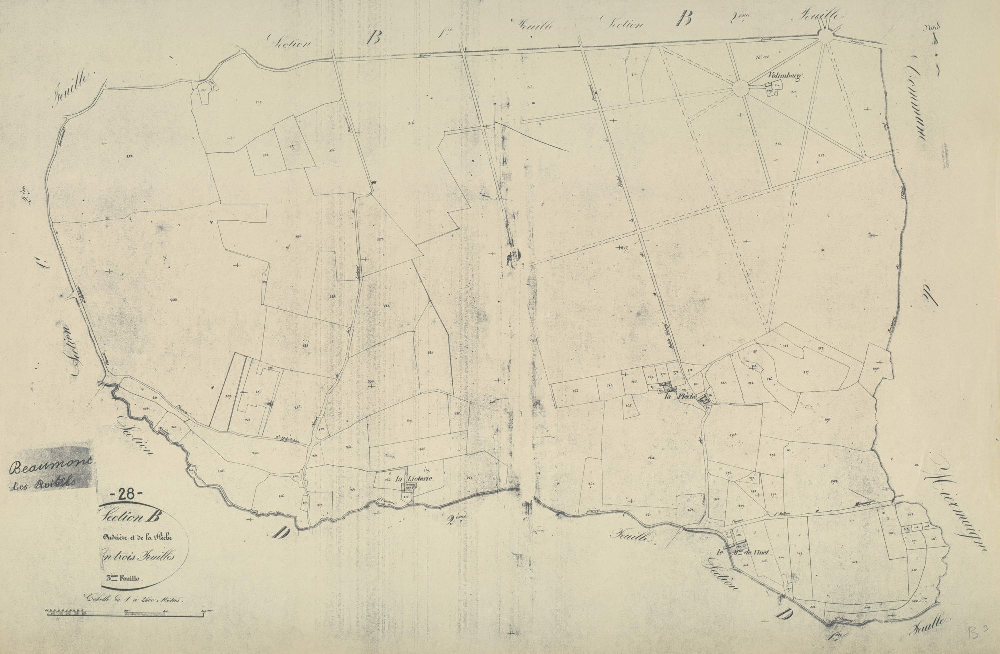 Section B, la Oudrière et la Flèche. feuille 3.