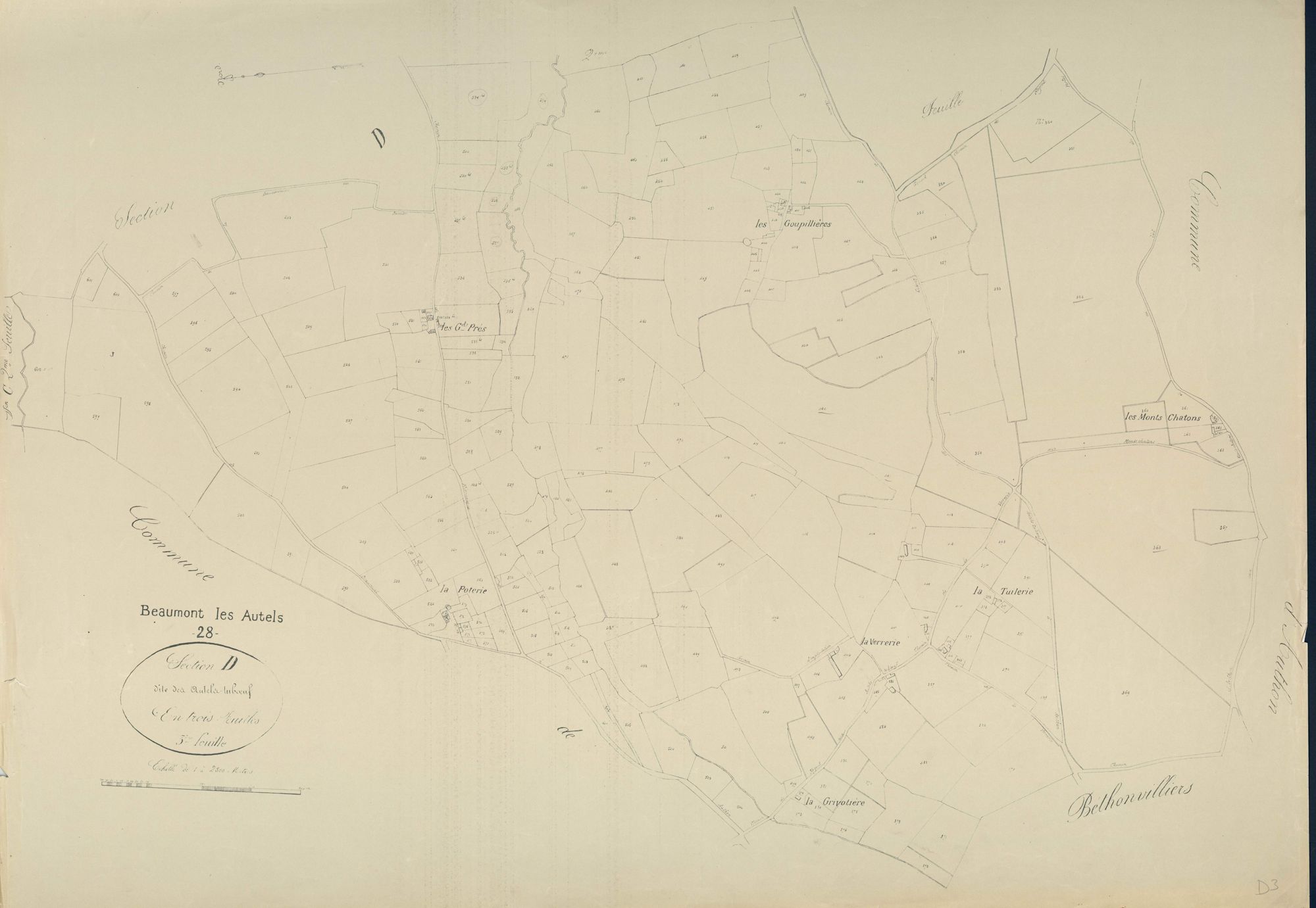 Section D, les Autels-Tuboeuf, feuille 3.