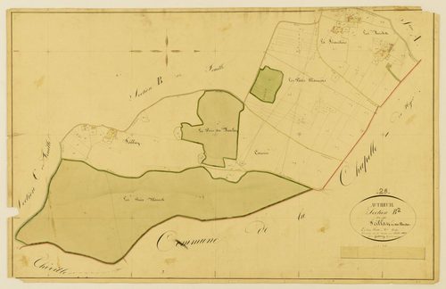 Section B, Feillay et les Bordes, feuille 2 / Terminée sur le terrain par Monsieur Godefroy, Géomètre secondaire.
