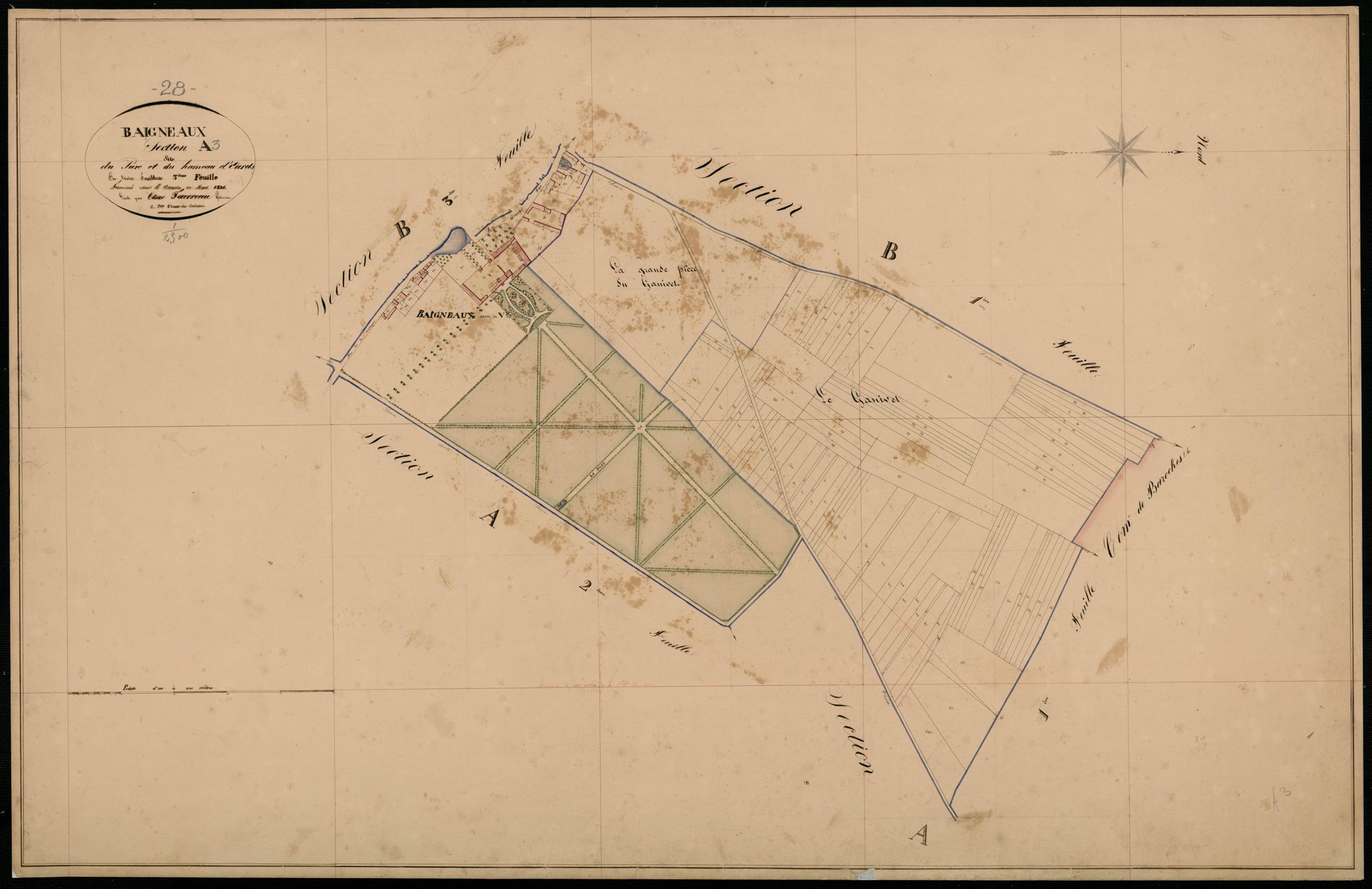 Section A, le Parc et le hameau d'Eards, feuille 3.