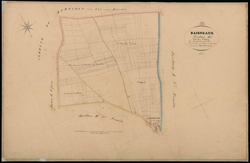 Section B, le Village, feuille 1 / Terminée sur le terrain par Monsieur Beauchet, Géomètre.