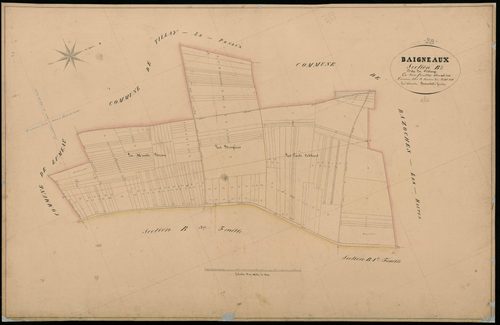 Section B, le Village, feuille 2 / Terminée sur le terrain par Monsieur Beauchet, Géomètre.