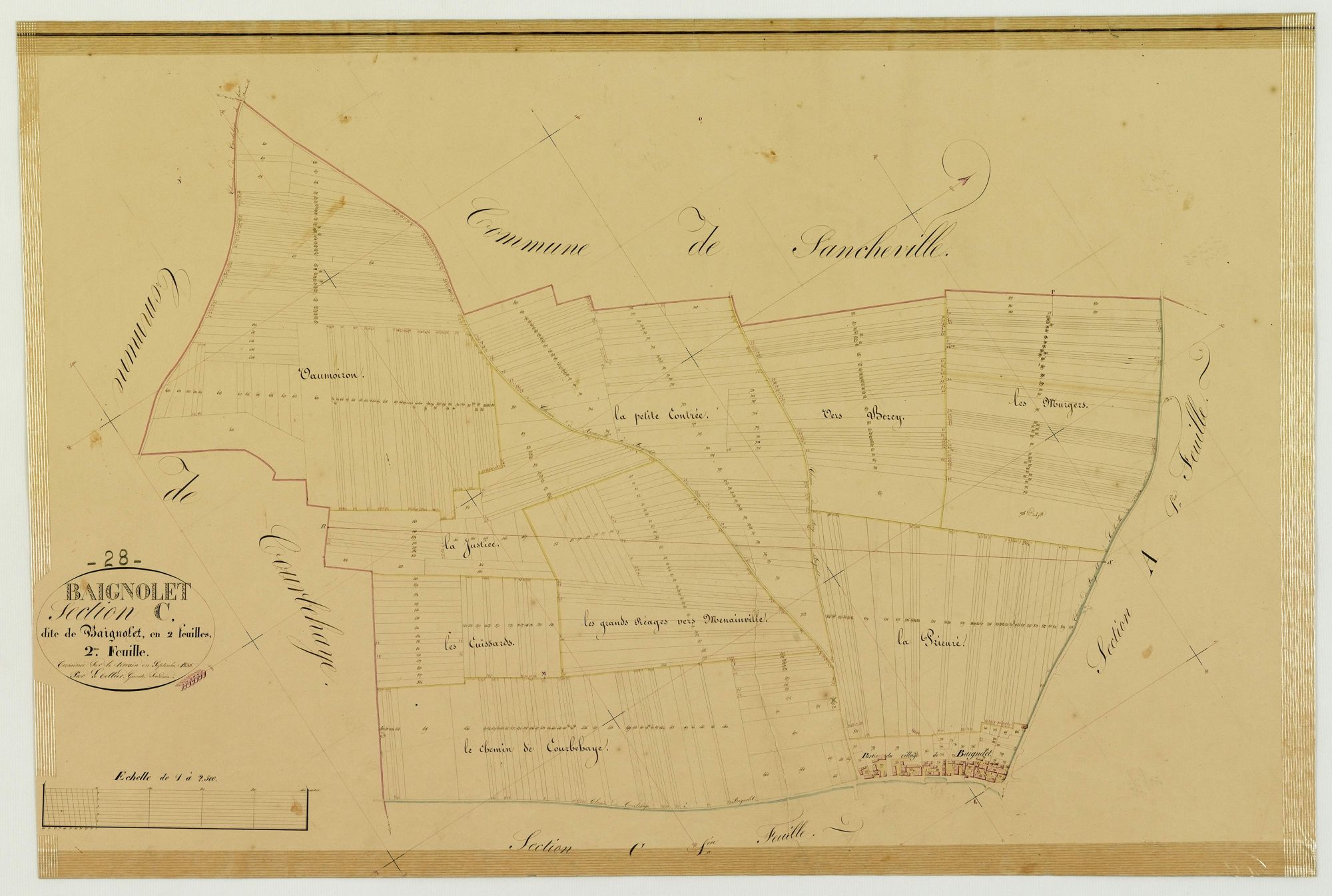 Section C, Baignolet, feuille 2 / Terminée sur le terrain par Monsieur Letellier, Géomètre secondaire.