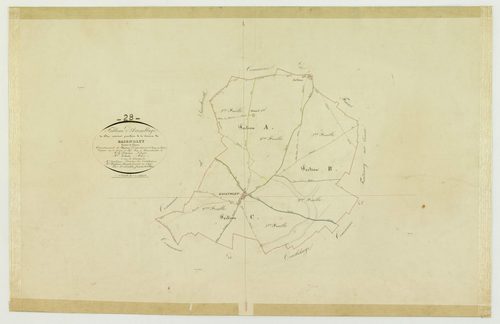 Tableau d'assemblage du plan cadastral parcellaire de la commune de Baignolet, Canton de Voves, Arrondissement de Chartres / Terminé sur le terrain en 1835 (...) par Monsieur Lelouatre, Géomètre de 1ère classe.