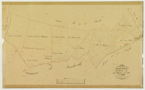 Section A, Bouard, feuille 1 / Terminée sur le terrain par Monsieur Letellier, Géomètre secondaire.