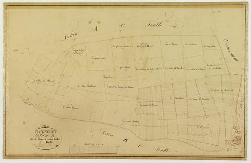 Section A, Bouard, feuille 2 / Terminée sur le terrain par Monsieur Letellier, Géomètre secondaire.