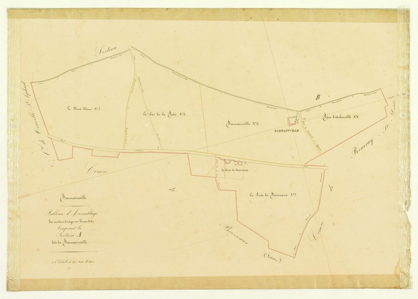 Tableau d'assemblage des cantons, triages ou lieux-dits composant la commune de Barmainville, Section A.