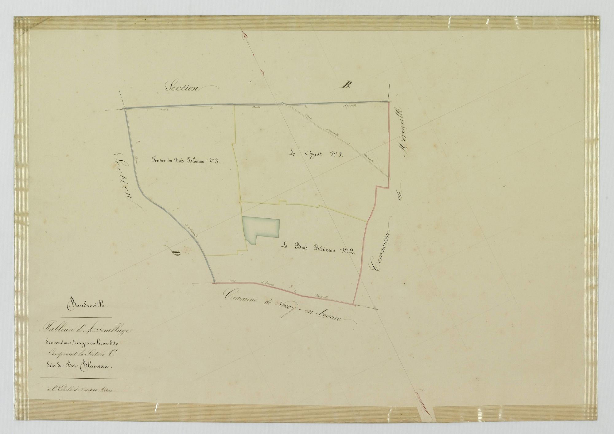 Tableau d'assemblage des cantons, triages ou lieux-dits composant la section C, le Bois Blaireau.