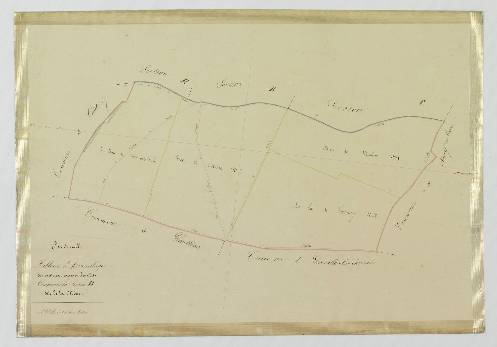 Tableau d'assemblage des cantons, triages ou lieux-dits composant la section D, la Mône.
