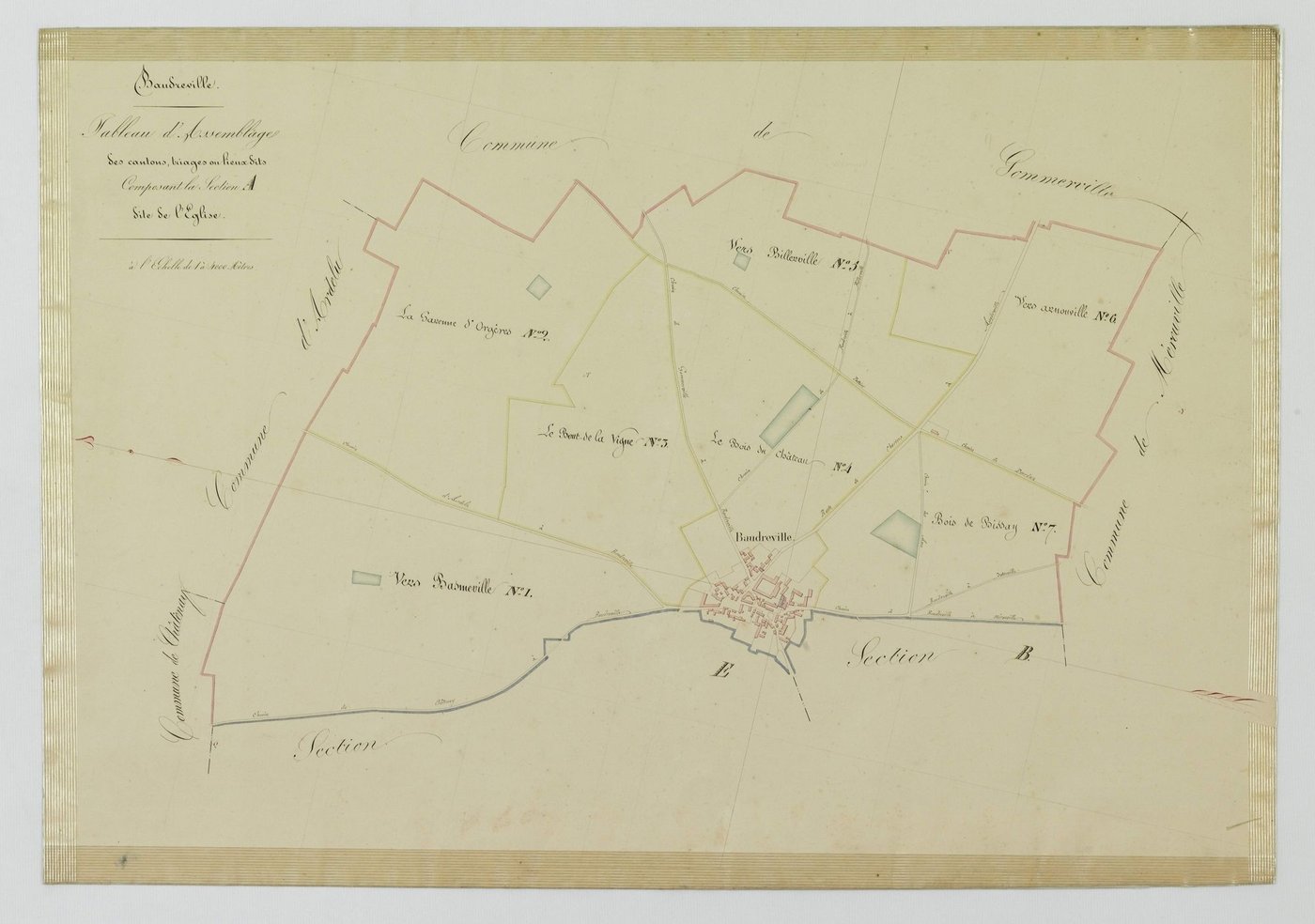 Tableau d'assemblage des cantons, triages ou lieux-dits composant la section A.