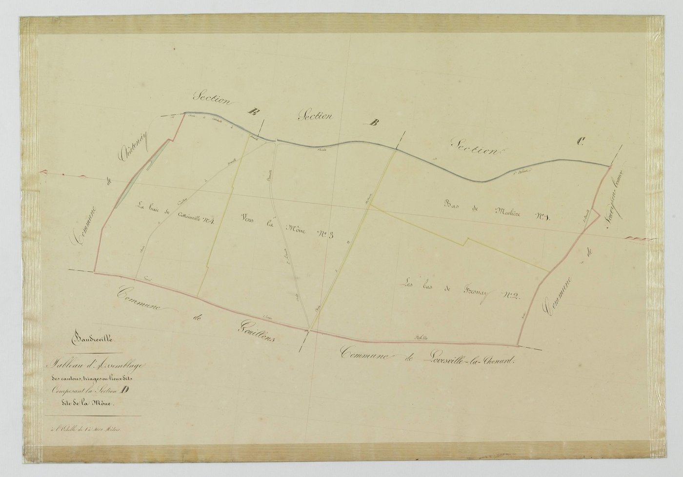Tableau d'assemblage des cantons, triages ou lieux-dits composant la section D, la Mône.