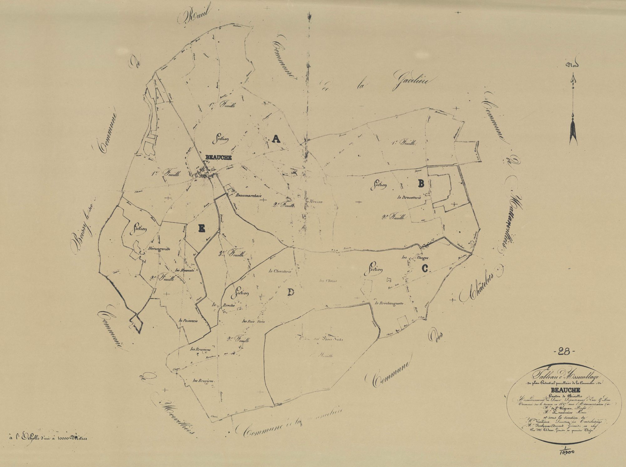 Tableau d'assemblage du plan parcellaire.