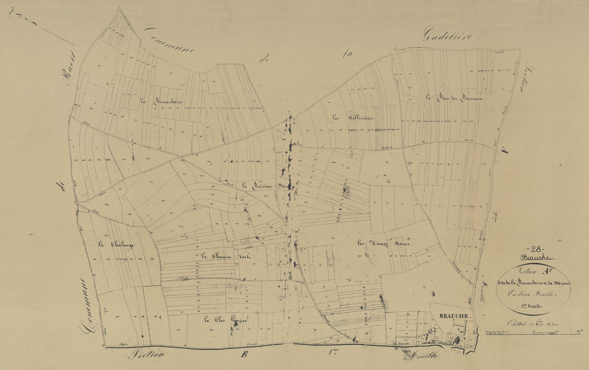 Section A, la Renauderie et Méziau, feuille 1.