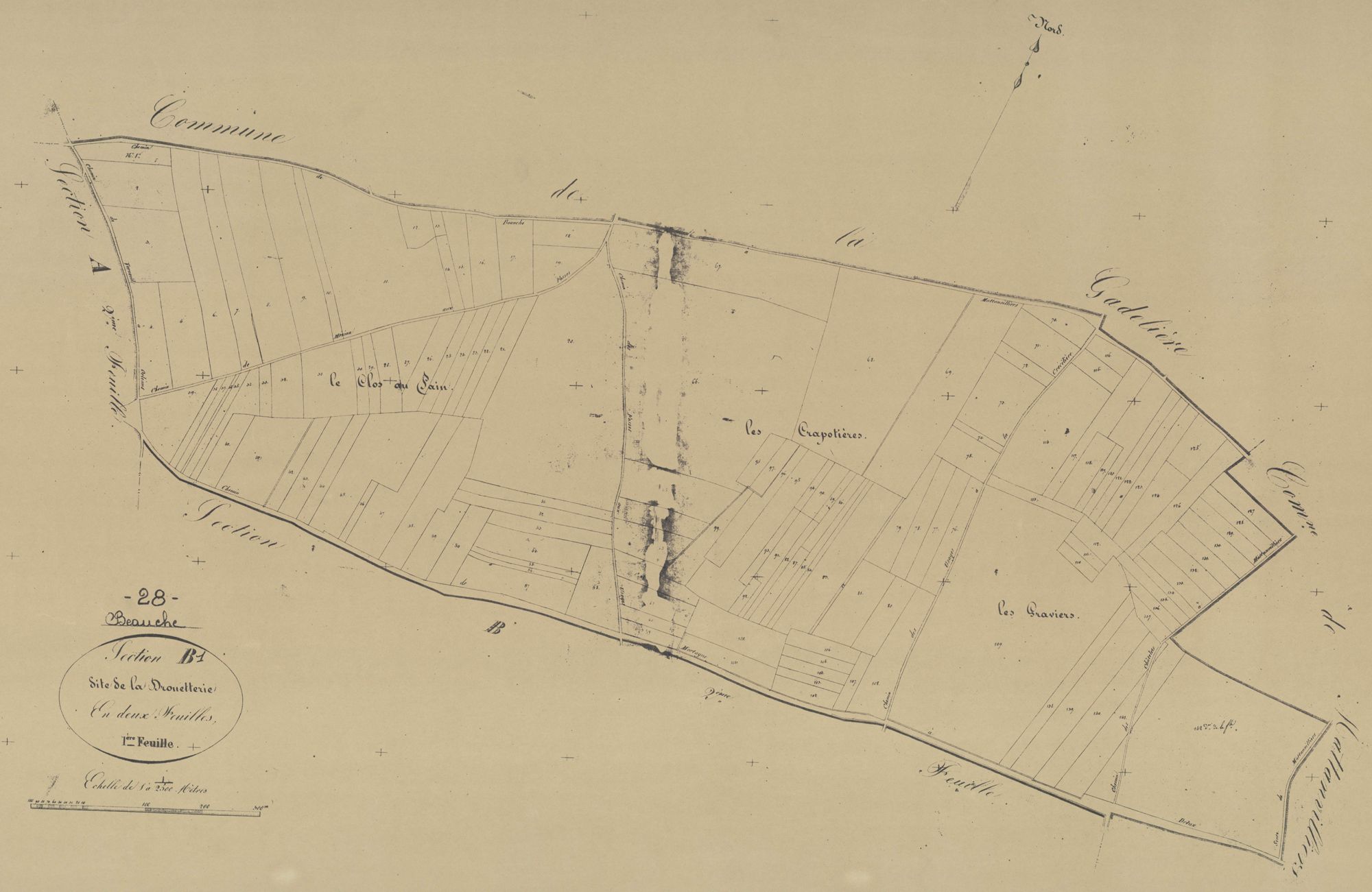 Section B, la Drouetterie, feuille 1.