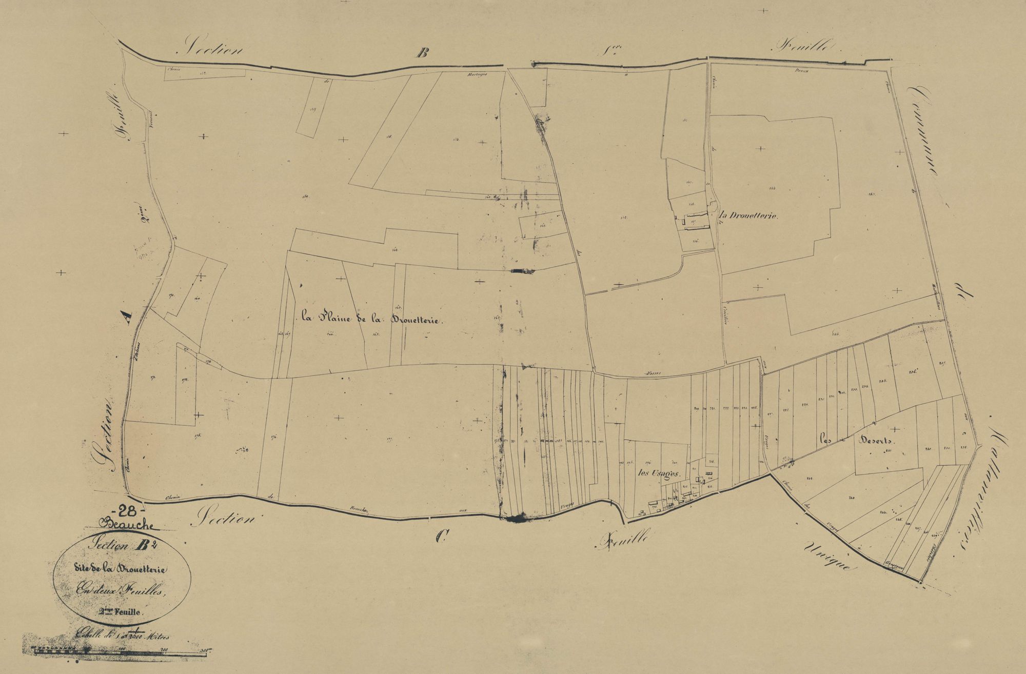 Section B, la Drouetterie, feuille 2.