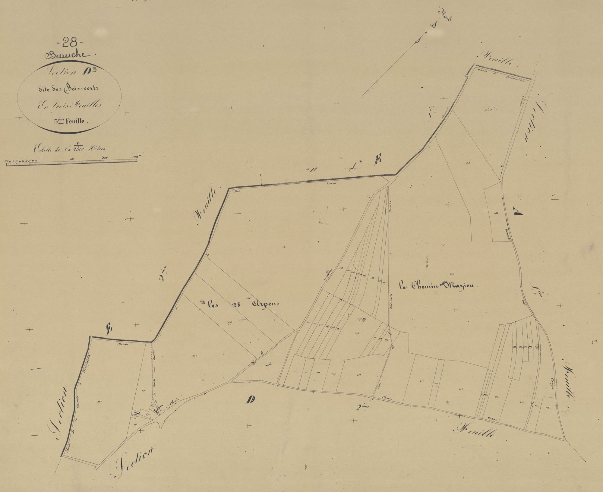 Section D, les Bois-Verts, feuille 3.