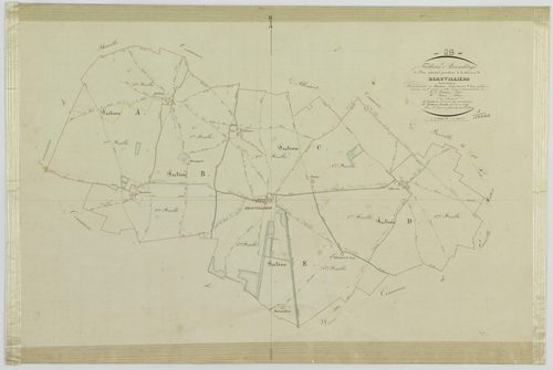 Tableau d'assemblage du plan cadastral parcellaire de la commune de Beauvilliers, Cantons de Voves, Arrondissement de Chartres / Terminé sur le terrain en 1835 par Monsieur Tarnier, Géomètre de 1ère classe.