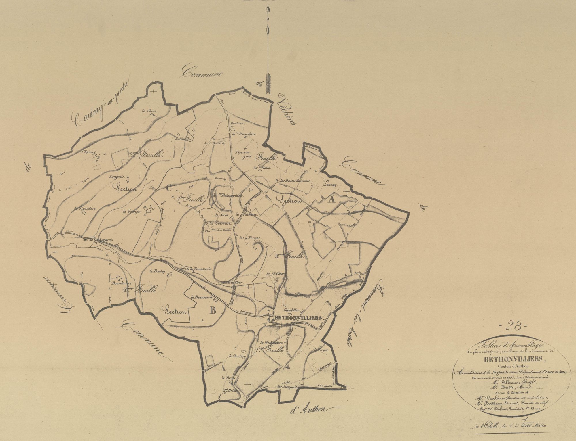 Tableau d'assemblage du plan parcellaire.