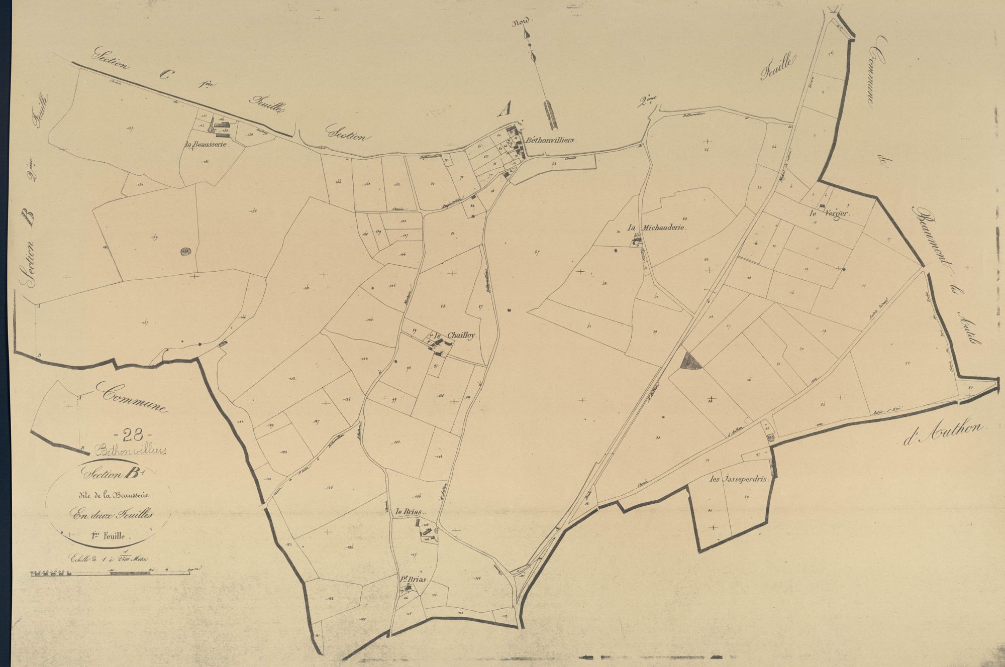 Section B, la Beausserie, feuille 1.