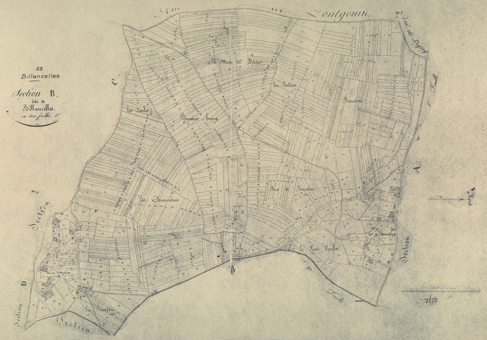 Section B, Billancelles, feuille 1.