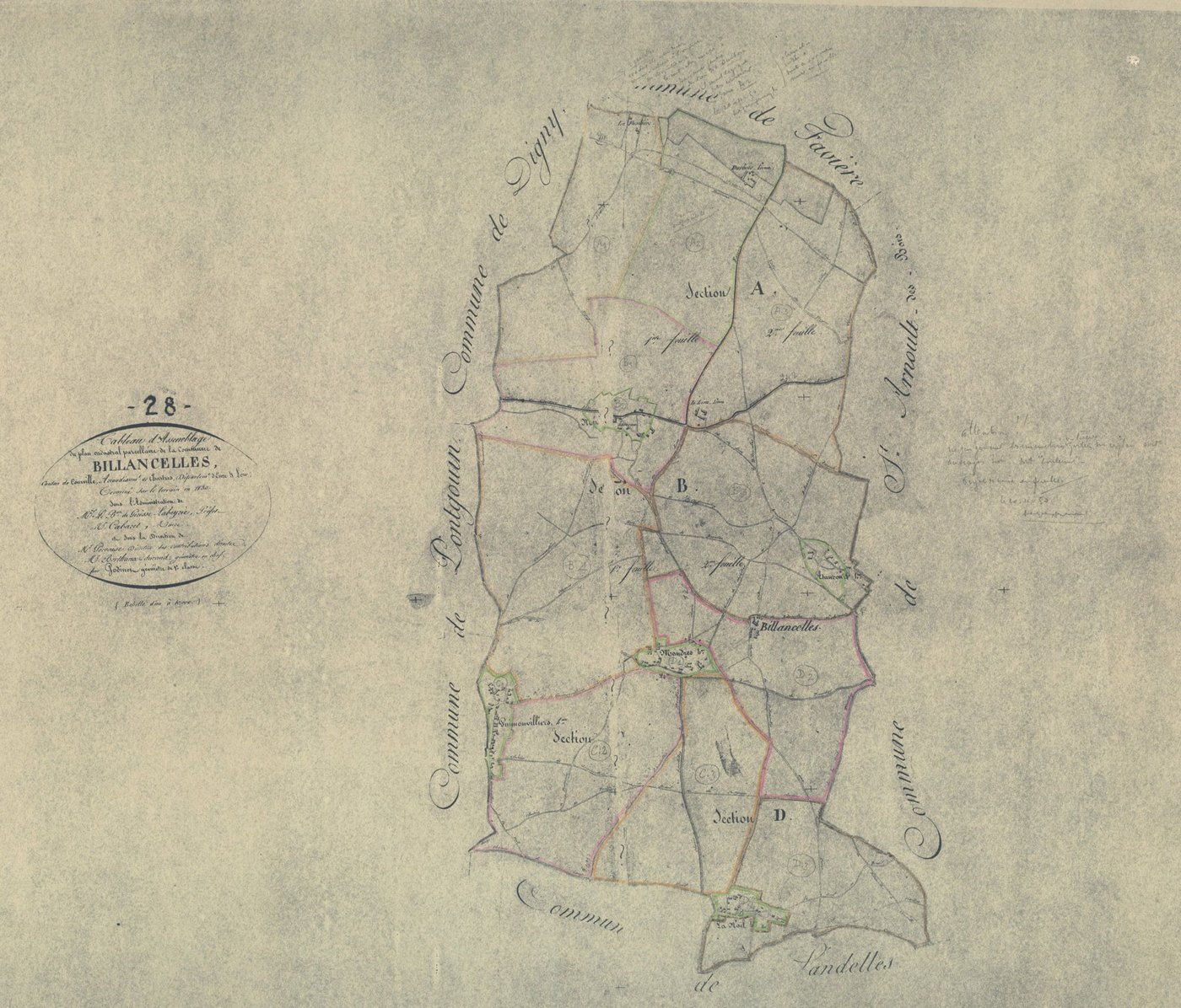 Tableau d'assemblage du plan parcellaire.