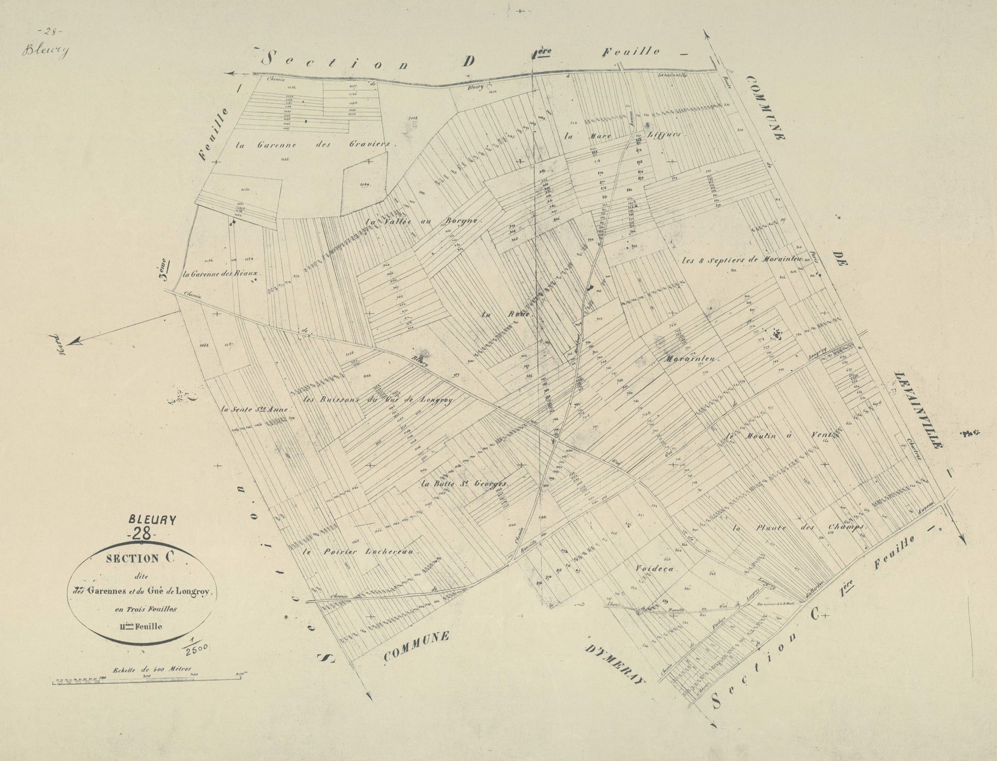 Section C, les Garennes et le Gué de Longroy, feuille 2.