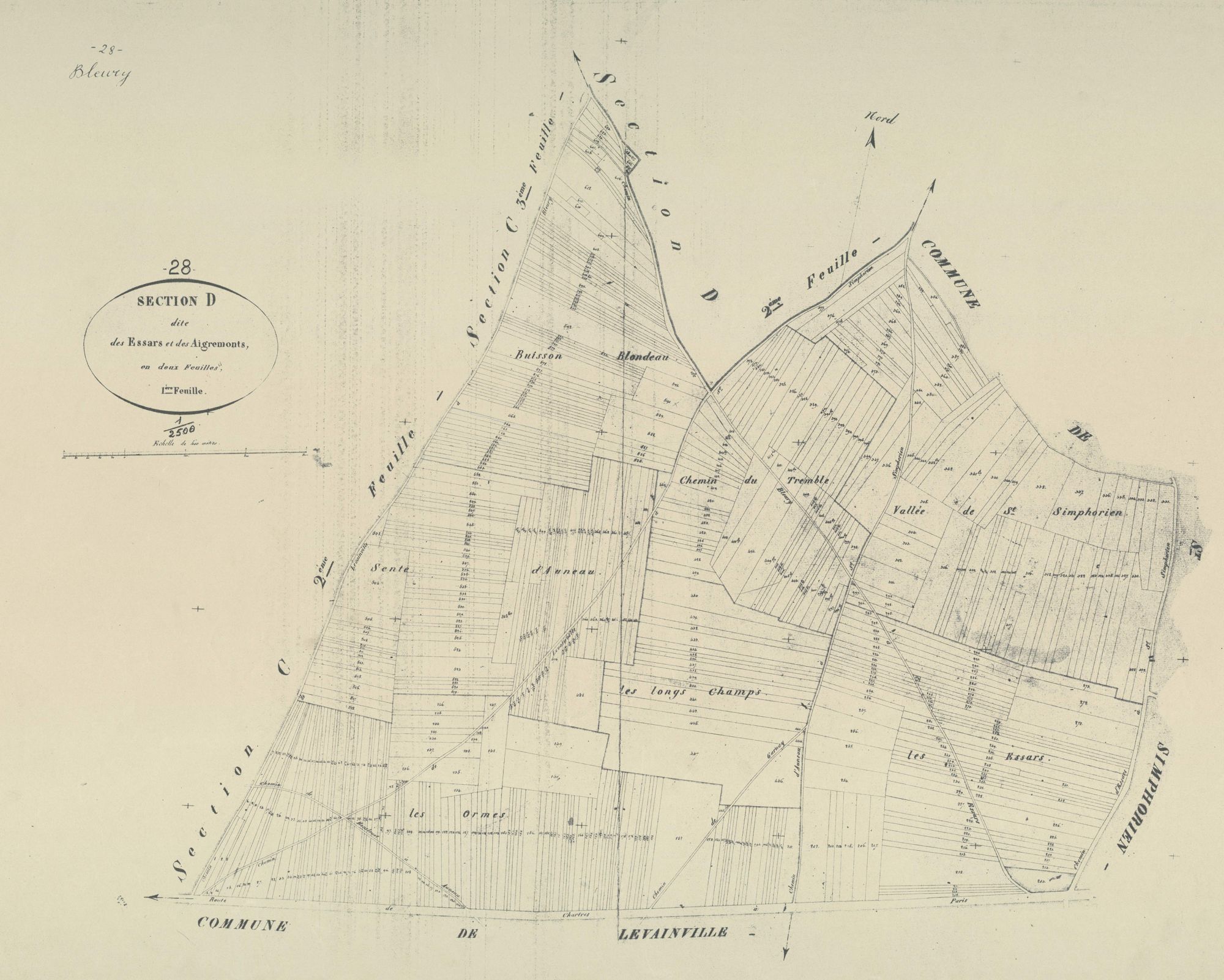 Section D, les Essars et les Aigremonts, feuille 1.