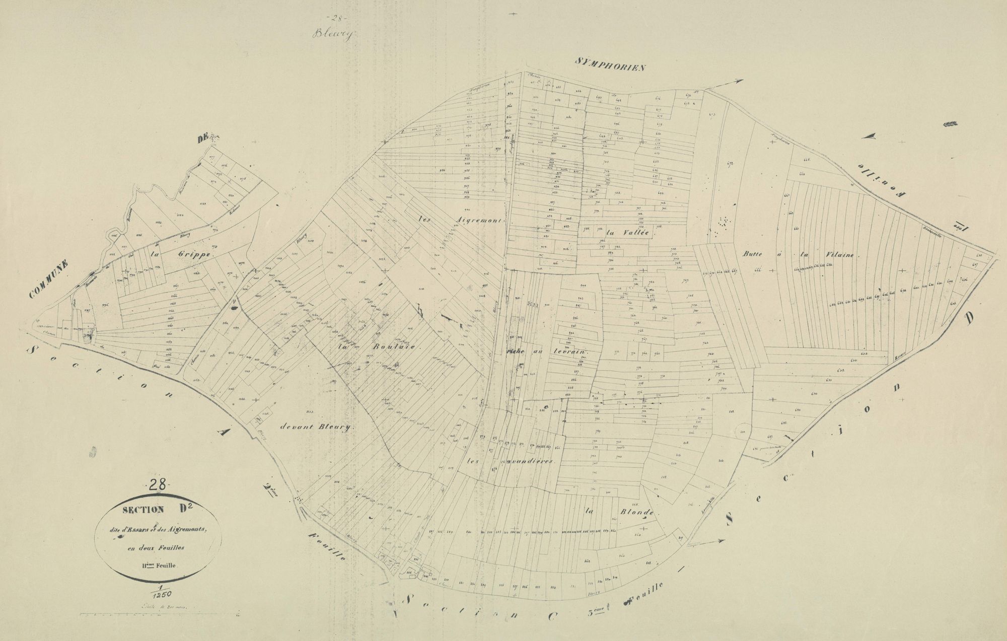 Section D, les Essars et les Aigremonts, feuille 2.