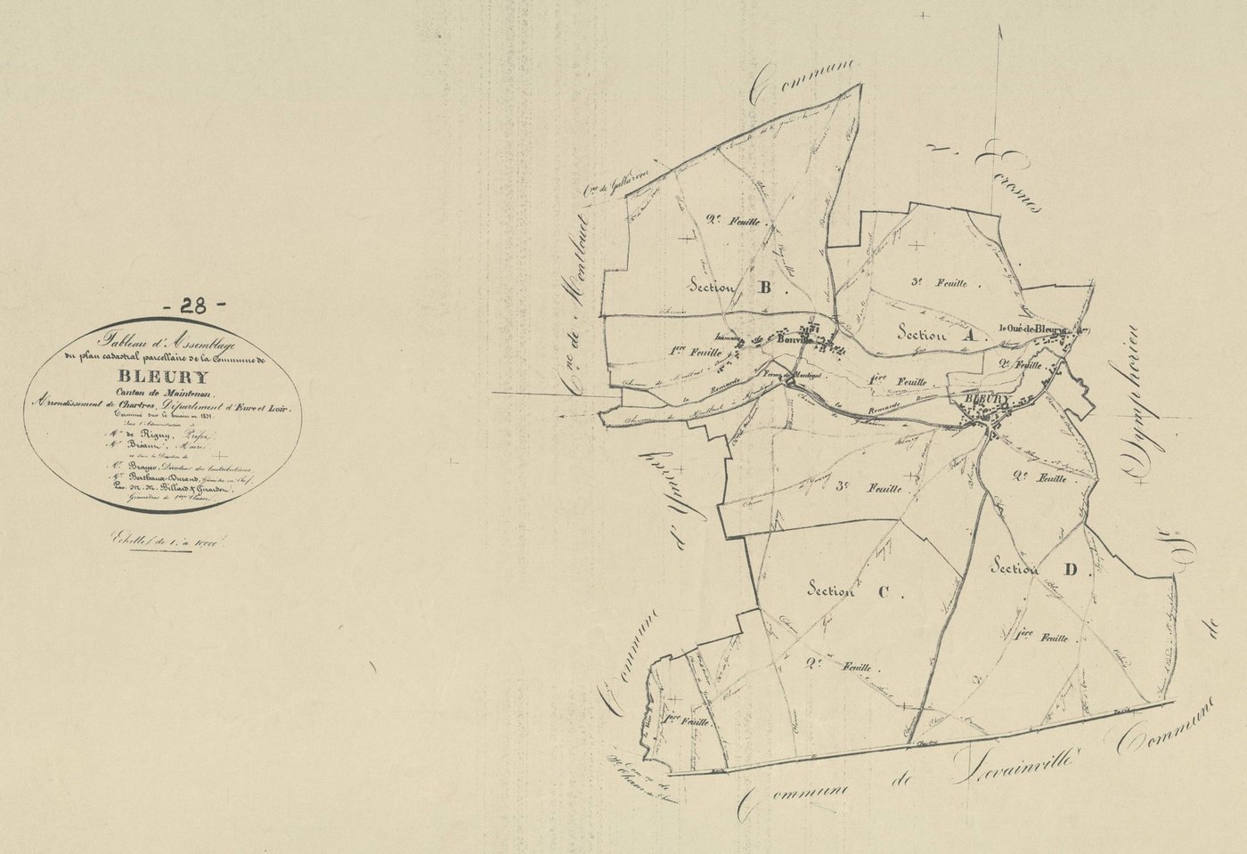 Tableau d'assemblage du plan parcellaire.