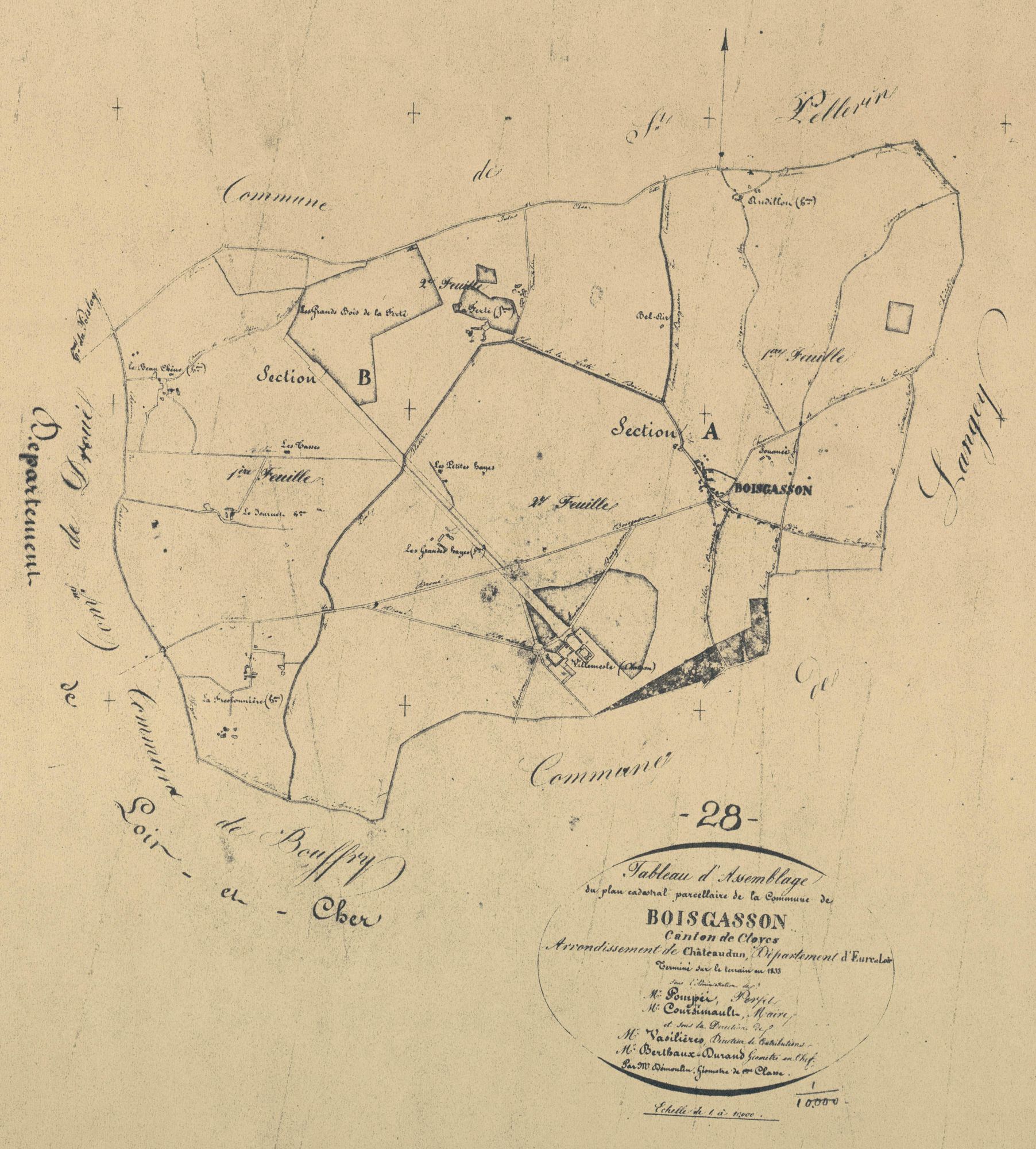Tableau d'assemblage du plan parcellaire.