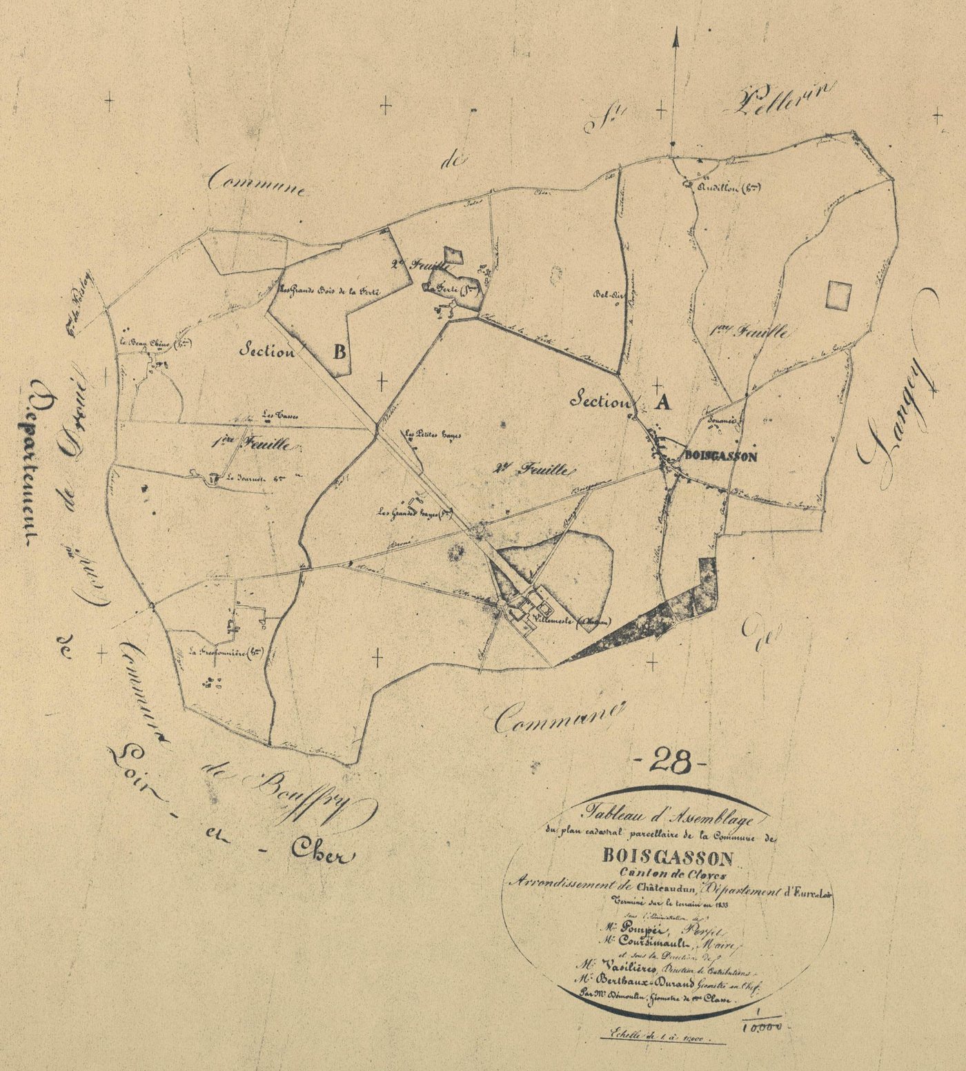 Tableau d'assemblage du plan parcellaire.