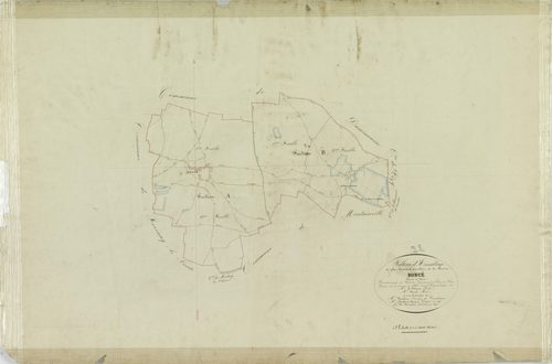 Tableau d'assemblage du plan cadastral parcellaire de la commune de Boncé, Canton de Voves, Arrondissement de Chartres / Terminé sur le terrain en 1835 (...) par Monsieur Desmoulin, Géomètre de 1ère classe.