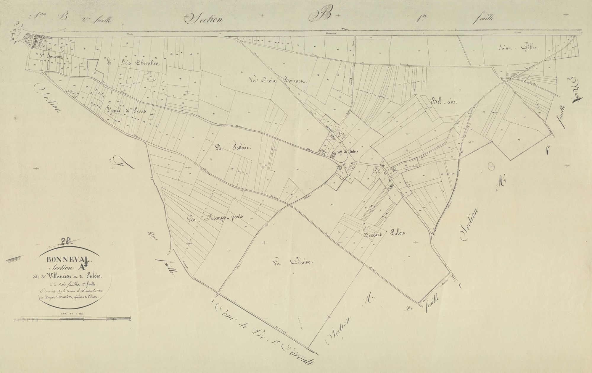 Section A, Valancien et Pulois, feuille 3.