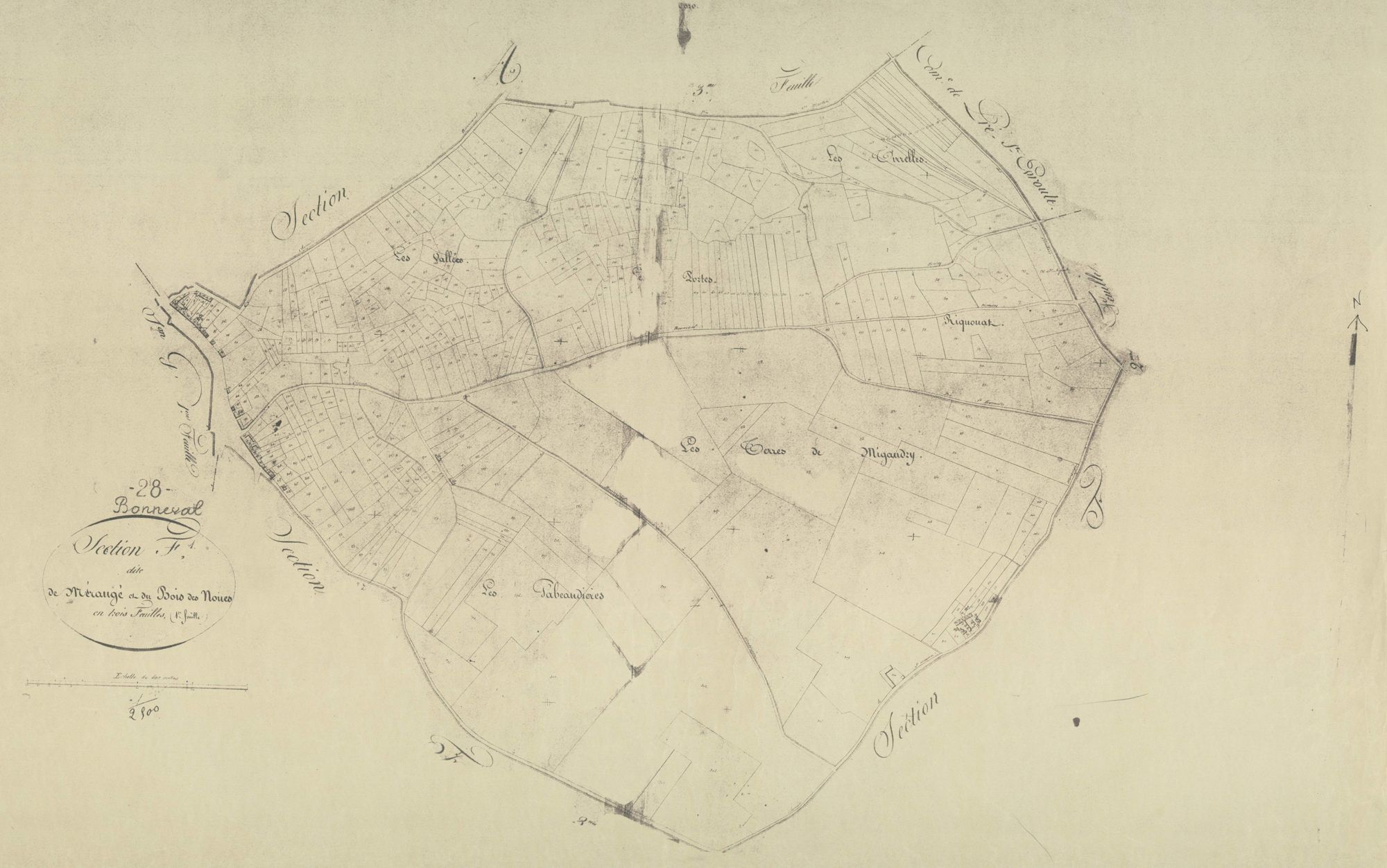 Section F, Mérauger et le Bois des Nones, feuille 1.