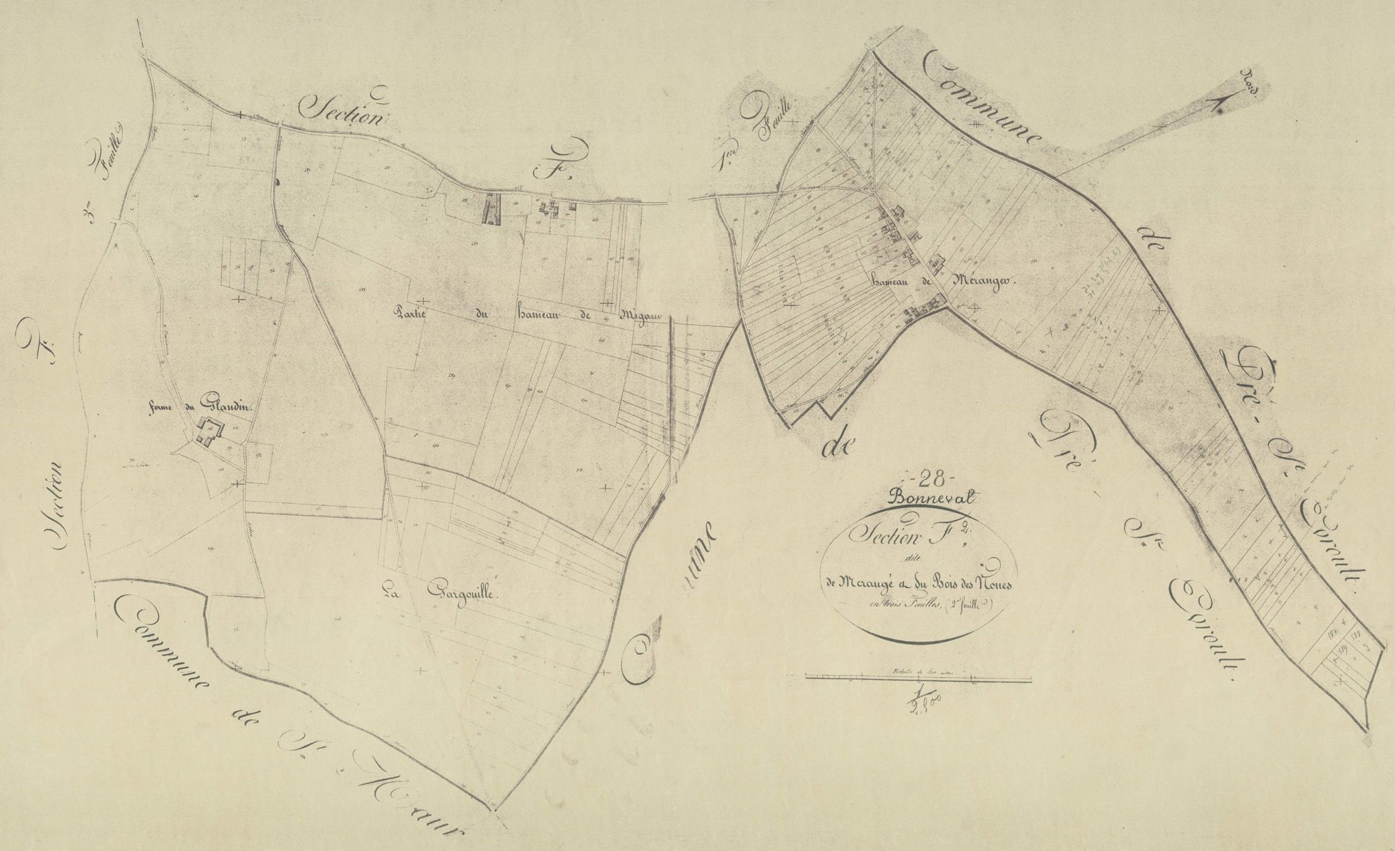 Section F, Mérauger et le Bois des Nones, feuille 2.
