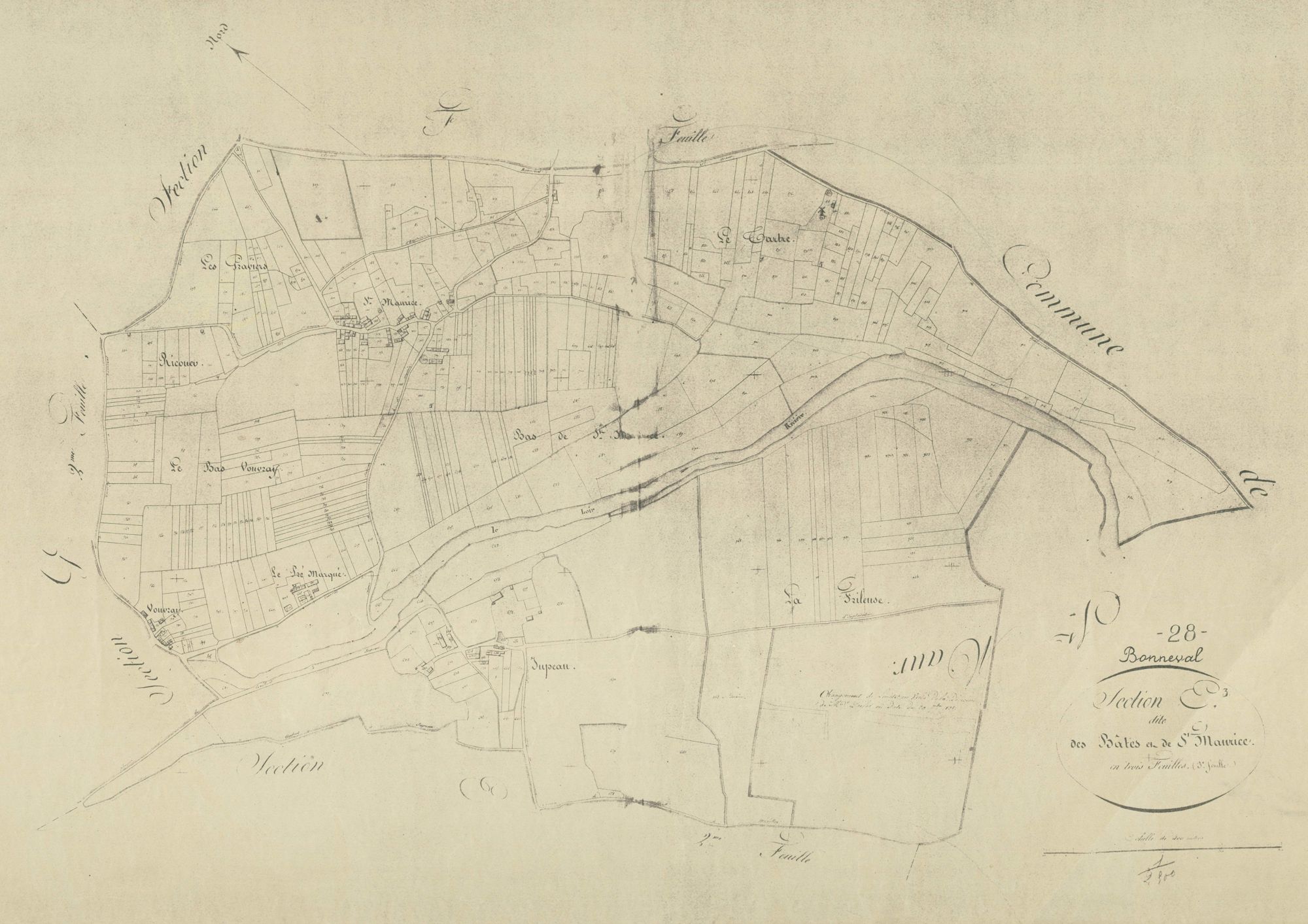 Section E, les Bâtes et Saint-Maurice, feuille 3.